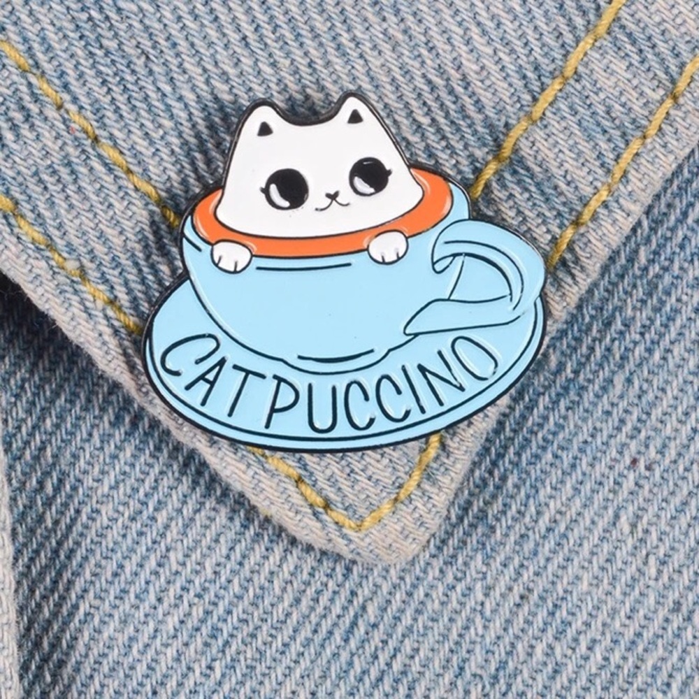 🎉 New Catpuccino Cat in a Coffee Mug Pin